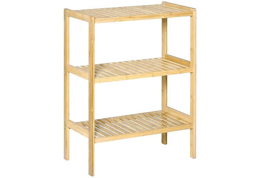 HOMCOM Standregal Küchenregal mit 3 Ebenen, Bambusregal, Mehrzweckschrank 1 günstig online kaufen