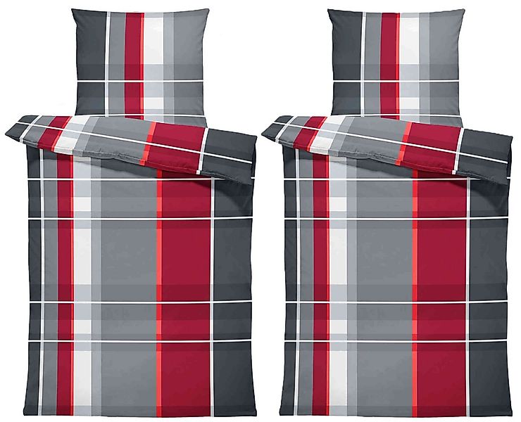 One Home Bettwäsche Winter Bassam, Flanell, 4 teilig, kariert gestreift, ku günstig online kaufen