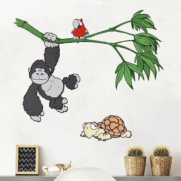 Wandtattoo Kinderzimmer NICI - Wildfriends - Schildkröte, Papagai und Goril günstig online kaufen