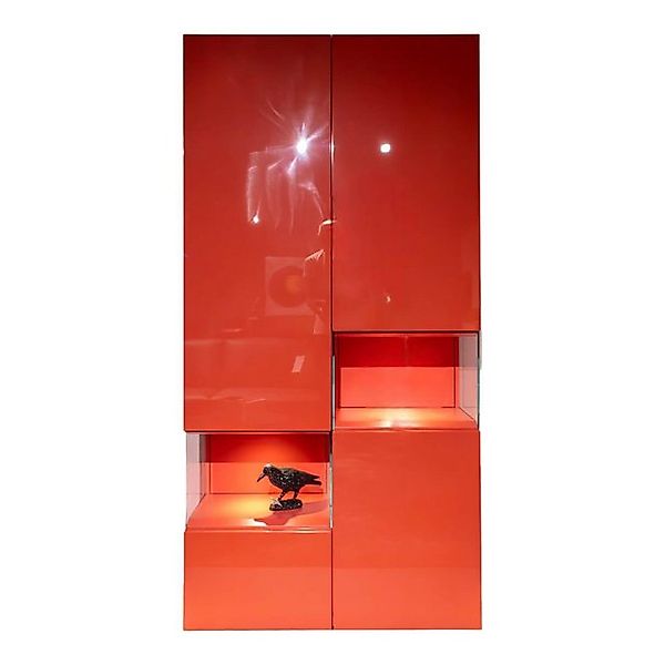 hülsta Standvitrine Vitrine Neo Lack NCS Hochglanz Rot Inklusive Beleuchtun günstig online kaufen