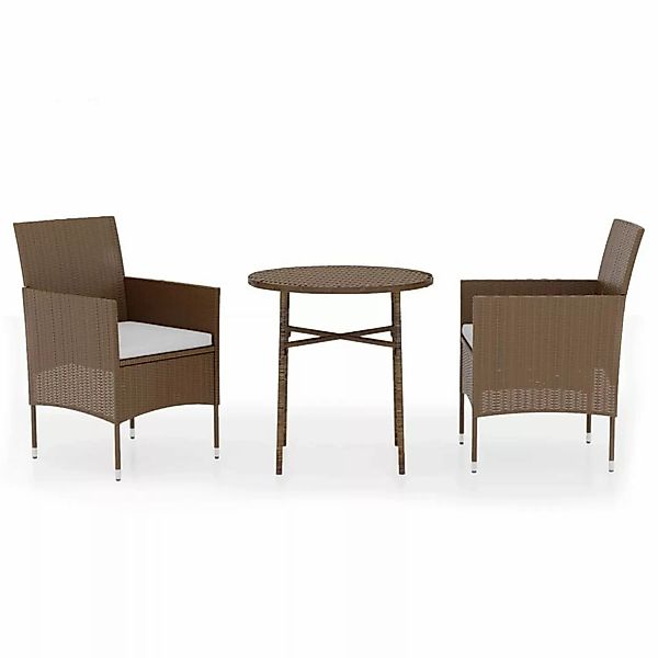 3-tlg. Garten-essgruppe Poly Rattan Braun günstig online kaufen