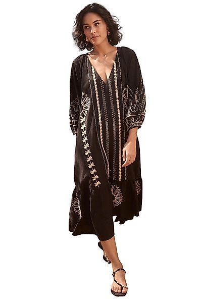 Next Strandkleid Langärmeliges Midikleid mit Stickereien günstig online kaufen