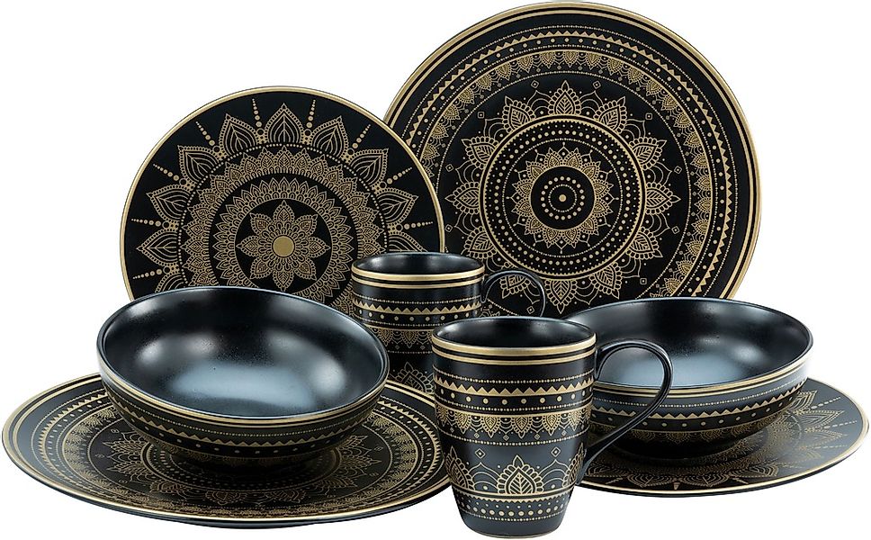 CreaTable Kombiservice "Mandala Gold" Service, goldene orientalische Motive günstig online kaufen