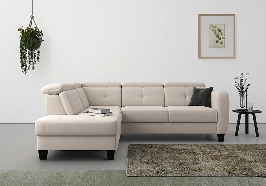 sit&more Ecksofa "Belluci L-Form" inklusive Federkern, wahlweise mit Bettfu günstig online kaufen