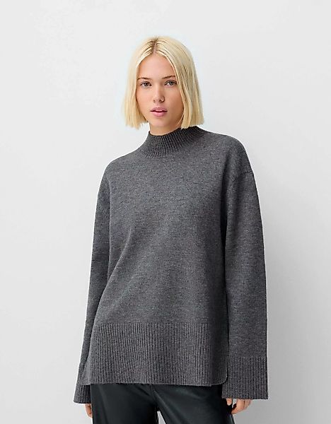 Bershka Rollkragenpullover Damen L Dunkelgrau günstig online kaufen