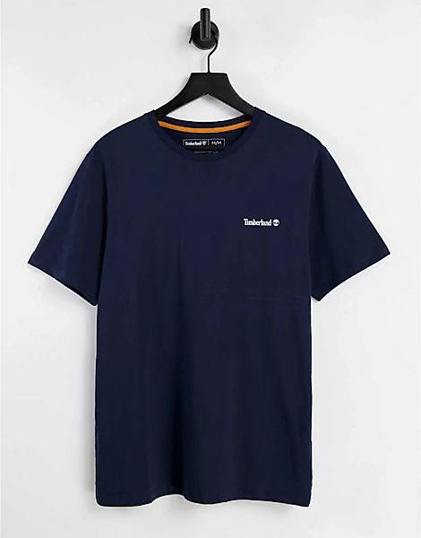 Timberland – T-Shirt in Dunkelblau mit kleinem Logo günstig online kaufen