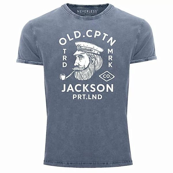 Neverless Print-Shirt Herren Vintage Shirt Kapitän Motiv Aufdruck Old Cptn günstig online kaufen