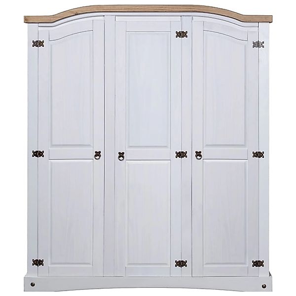 vidaXL Kleiderschrank Kleiderschrank Mexiko-Stil Kiefernholz 3 Türen Weiß günstig online kaufen