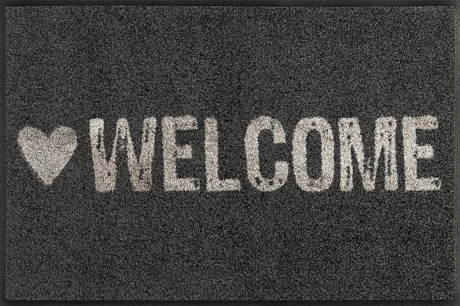 wash+dry by Kleen-Tex Fußmatte "Warmly Welcome" rechteckig 7 mm Höhe günstig online kaufen