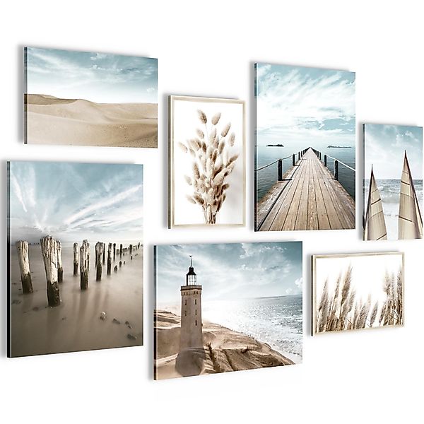 Novart Wandbild Strand Meer Leuchtturm Wohnzimmer günstig online kaufen
