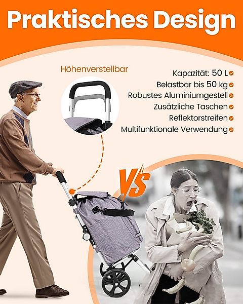 HOMECALL Einkaufstrolley klappbar Einkaufswagen 3 in 1 Shopping Trolley Mit günstig online kaufen