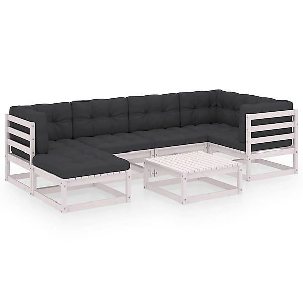 7-tlg. Garten-lounge-set Mit Kissen Kiefer Massivholz günstig online kaufen