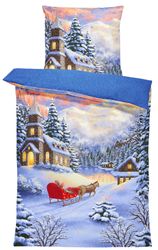 One Home Bettwäsche Bergsee Weihnachtsbettwäsche, Fleece, günstig online kaufen