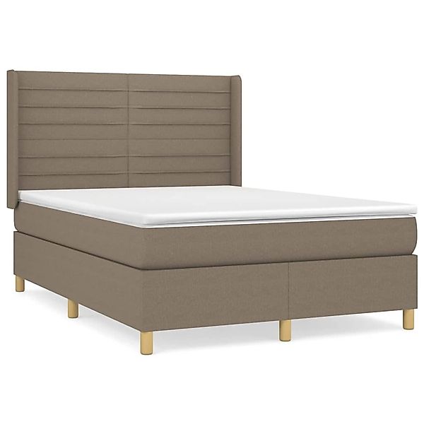 vidaXL Boxspringbett Boxspringbett mit Matratze Taupe 140x200 cm Stoff Bett günstig online kaufen