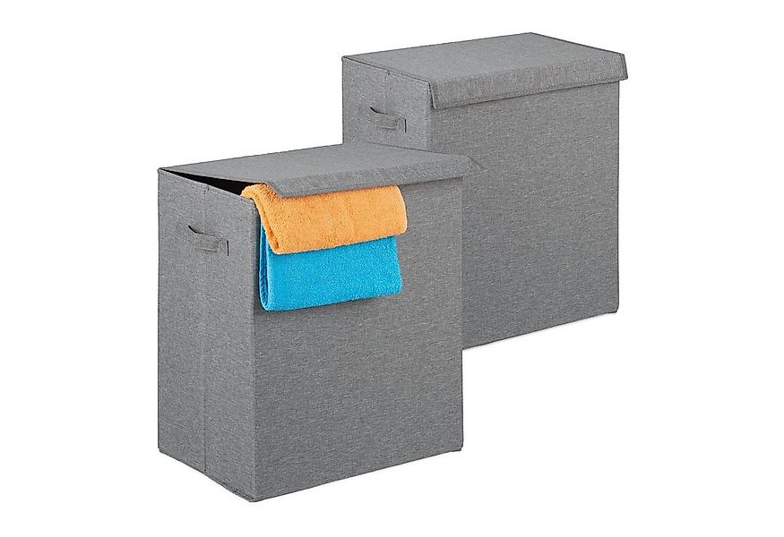 relaxdays Wäschekorb 2er Set 61 Lit, grau günstig online kaufen