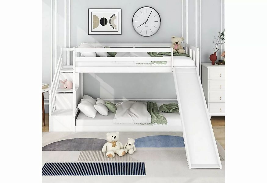 Ulife Etagenbett Kinderbetten. mit Rutsche und Treppe, 2 Schubladen, 90 X 2 günstig online kaufen
