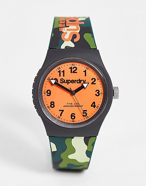 Superdry – Uhr mit Silikonarmband mit Military-Muster-Bunt günstig online kaufen