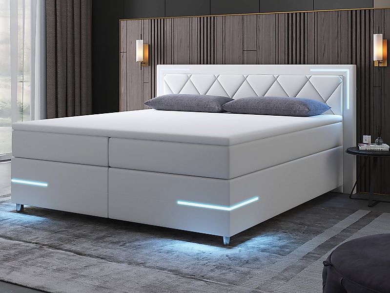 wonello Boxspringbett Arizona, mit LED Beleuchtung und Topper, wahlweise mi günstig online kaufen
