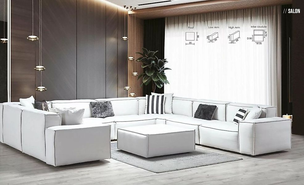 JVmoebel Ecksofa, Ecksofa U-Form Weiß Wohnlandschaft Couch Polster Eckgarni günstig online kaufen
