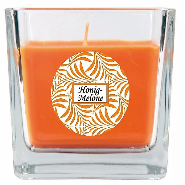 HS Candle Duftkerze & Glas Duft Schriftzug Viereck 8 x 7,5cm Honigmelone günstig online kaufen