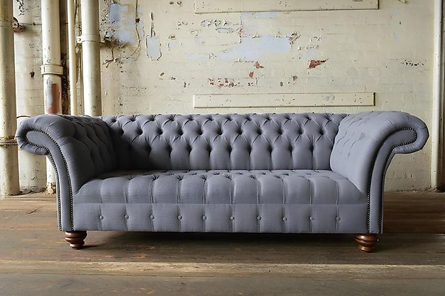 Xlmoebel Sofa Neues elegantes Chesterfield-Möbel Wohnzimmer-Sofa aus grauem günstig online kaufen