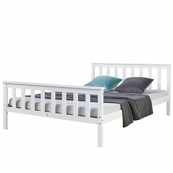 Homestyle4u Doppelbett 140 x 200 cm Bett Bettgestell Weiß Kiefer 890 günstig online kaufen