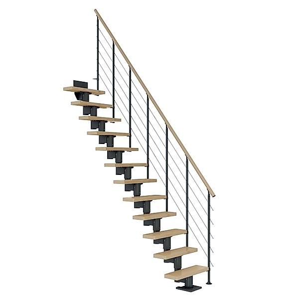 Dolle Mittelholmtreppe Dublin Ahorn Anthrazit GH bis 315 cm Gerade 75 cm günstig online kaufen