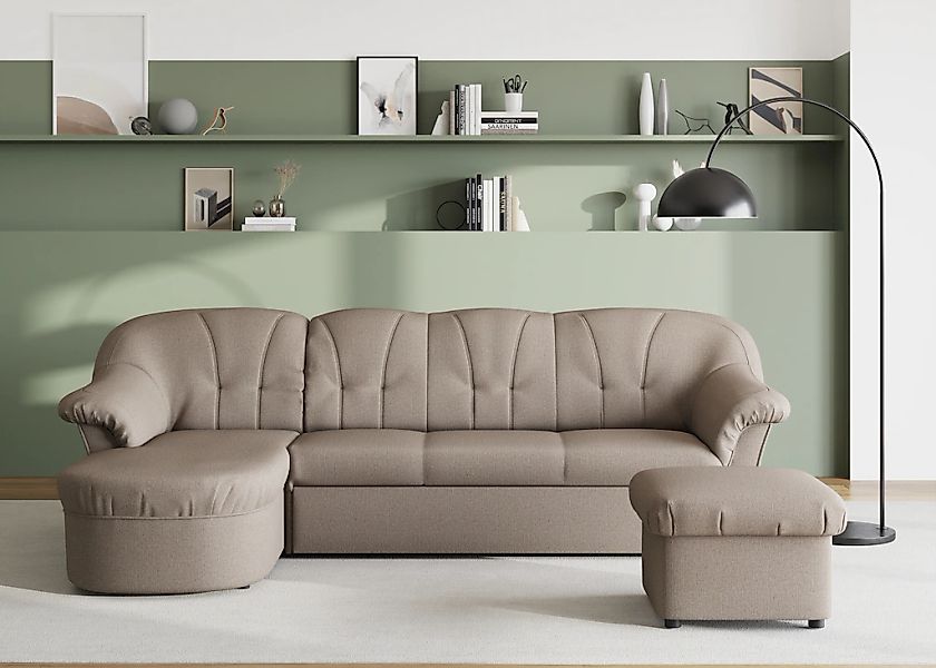 DOMO collection Ecksofa "Pegnitz, elegante Rückensteppung, kompakte Stellma günstig online kaufen