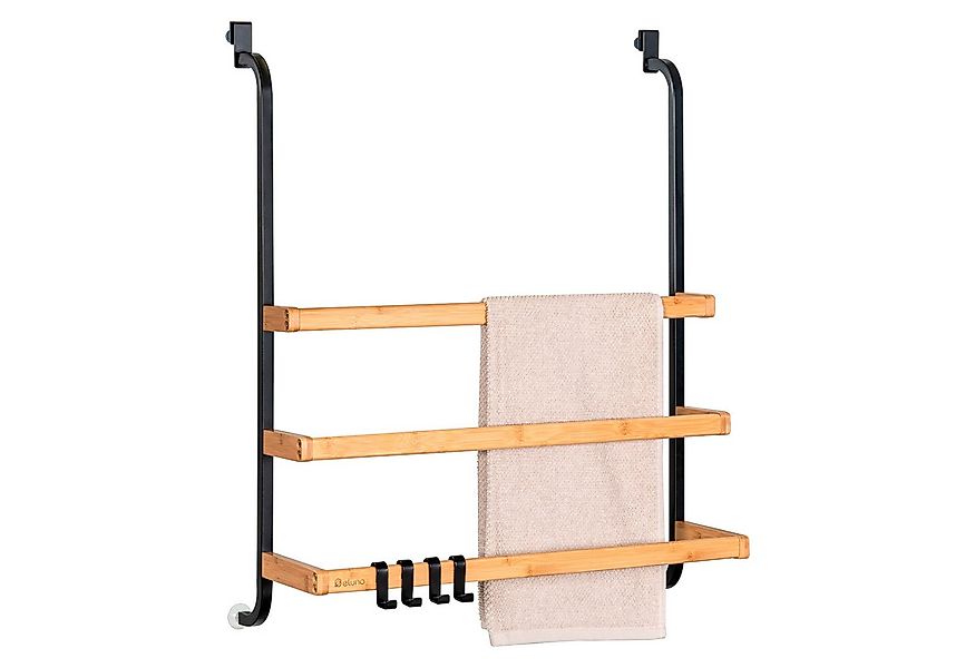 eluno Hängeregal Handtuchhalter für die Glasduschwand aus Metall und Bambus günstig online kaufen