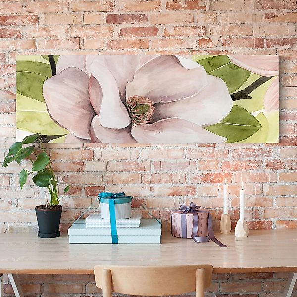 Leinwandbild Blumen - Panorama Magnolie errötet I günstig online kaufen