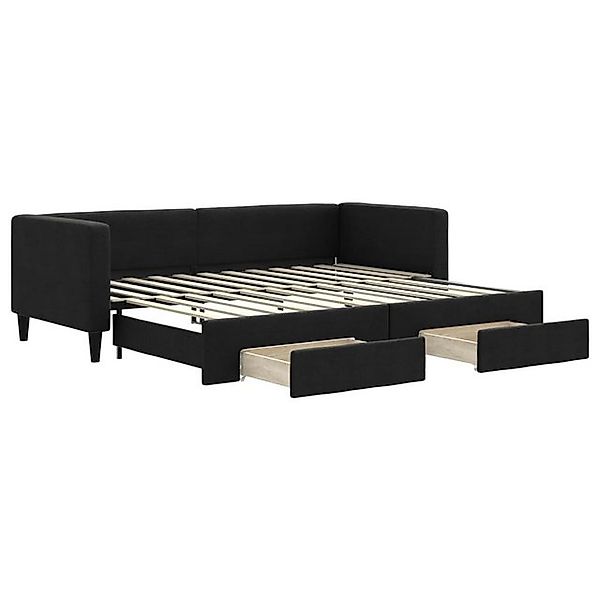 vidaXL Bett, Tagesbett Ausziehbar mit Schubladen Schwarz 80x200 cm Stoff günstig online kaufen