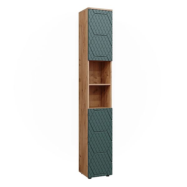 Vicco Hochschrank Irma, Goldkraft Eiche/Grün, 30 x 192 cm günstig online kaufen