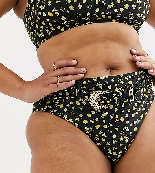 Peek & Beau Curve – Exclusive Eco – Geblümte Bikinihose mit hohem Bund und günstig online kaufen