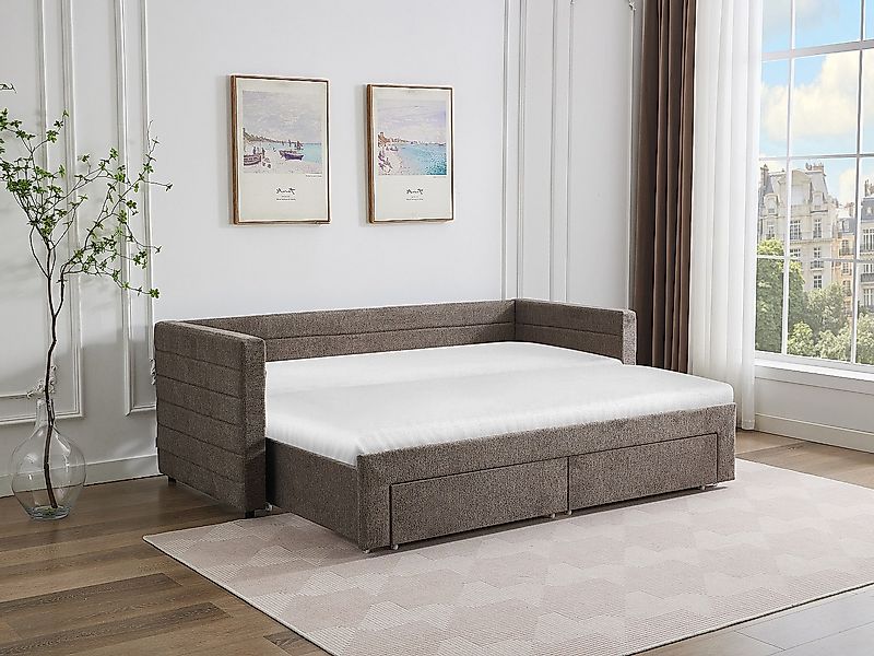 Ausziehbett 2 x 80 x 200 cm – Mit Lattenrost & Schubladen – Texturierter St günstig online kaufen