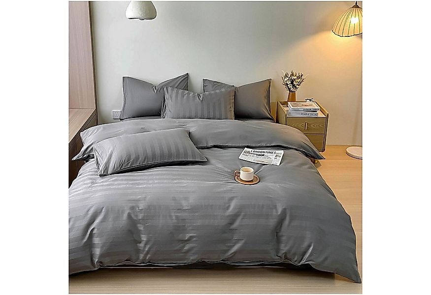 KEAYOO Bettwäsche Satin Streifen, 2 teilig, 100% Baumwolle mit Reißverschlu günstig online kaufen