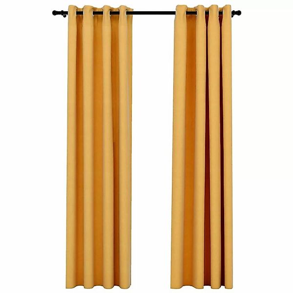 vidaXL Verdunkelungsvorhänge Ösen Leinenoptik 2 Stk Gelb 140x245 cm günstig online kaufen