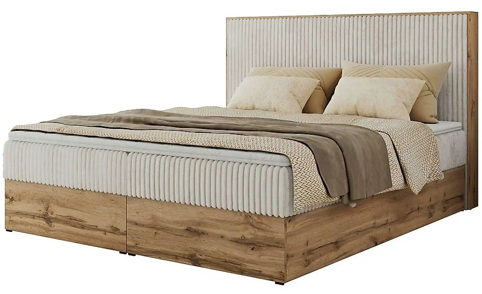 Boxbett mit Bettkasten Wood Classic ¦ beige ¦ Maße (cm): B: 204 H: 120 Bett günstig online kaufen