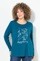 Ulla Popken Longsleeve Weihnachtsshirt Classic Rundhals günstig online kaufen