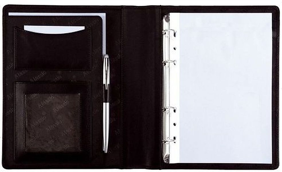 Alassio® Schreibmappe Ringbuchmappe Benaco A5 Lederimitat schwarz günstig online kaufen