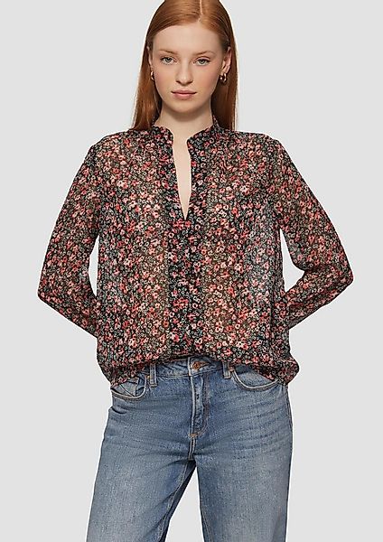 QS Langarmbluse Bluse Leicht transparente Chiffonbluse mit All-over-Print günstig online kaufen