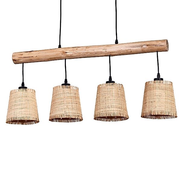 hofstein Pendelleuchte moderne Hängelampe aus Holz/Metall/Bast günstig online kaufen