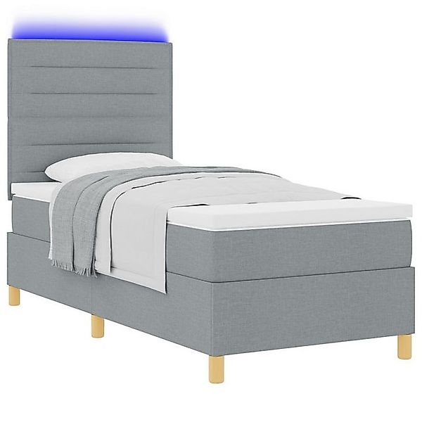 vidaXL Bett Boxspringbett mit Matratze & LED-Licht Grau 90x190 cm Stoff (1- günstig online kaufen