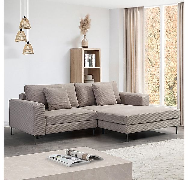 HOME DELUXE Sofa Sofa BELLANO Cord - 238 x 188 x 94 cm, Links, inkl. Zierki günstig online kaufen