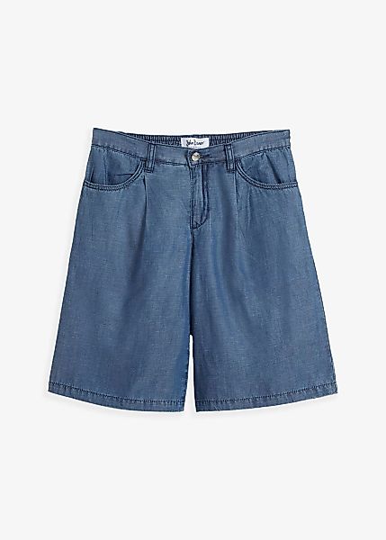 Wide Leg Jeans, Mid Waist, Bermuda mit Leinen günstig online kaufen