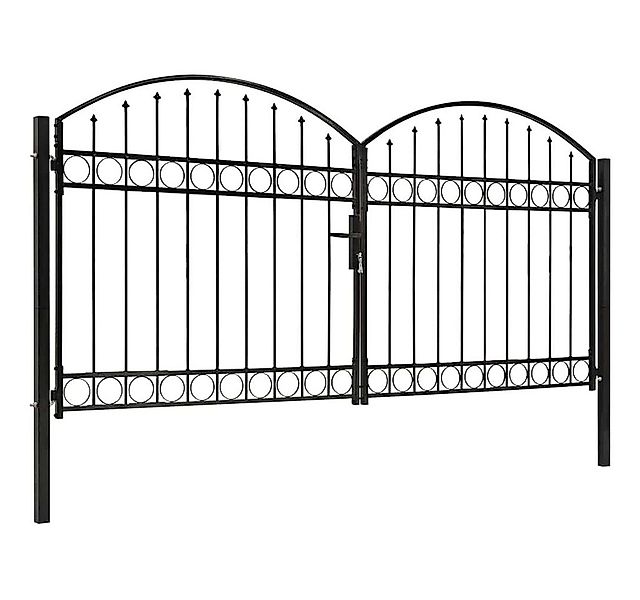 vidaXL Gartentor Zauntor Doppelflügel Gewölbte Spitze Stahl 300 x 125 cm Sc günstig online kaufen