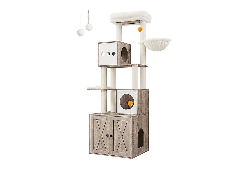 FEANDREA Kratzbaum, mit Katzenklo-Schrank 185cm Kratzsäule waschbares Kisse günstig online kaufen