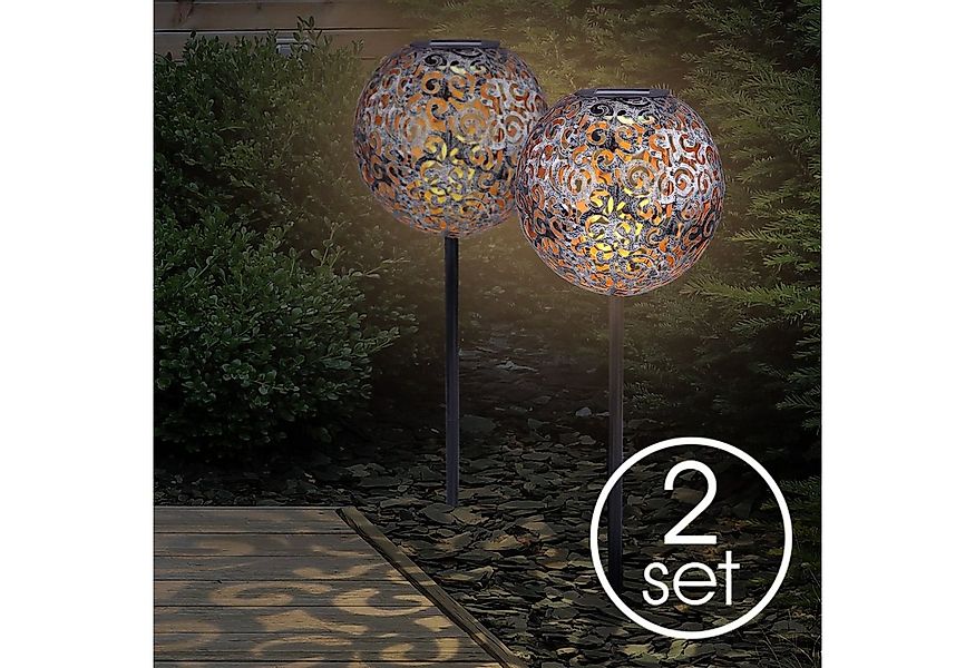 bmf-versand LED Solarleuchte Solarleuchten Garten 2er Set Kugel Metall anti günstig online kaufen