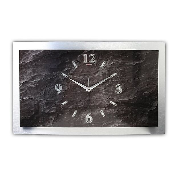 Kreative Feder Funkwanduhr 3D Designer-Wanduhr „Schiefer-Optik“ aus gebürst günstig online kaufen