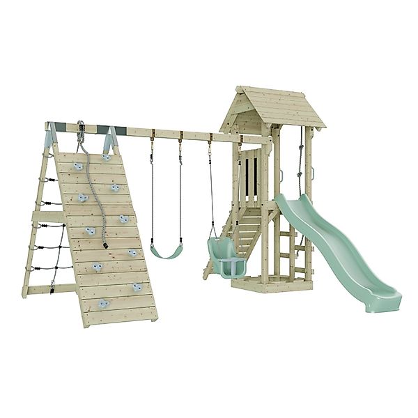 OutdoorToys Spielturm Kiruna mit Babyschaukel Mintgrün günstig online kaufen