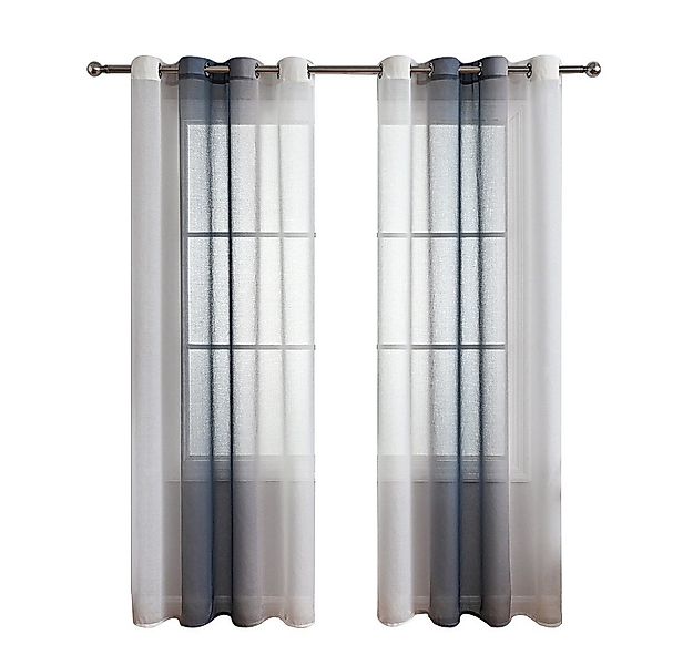 NUODWELL Gardine 2er Set Voile Vorhänge, Gardinen Gestreift Lichtdurchlässi günstig online kaufen